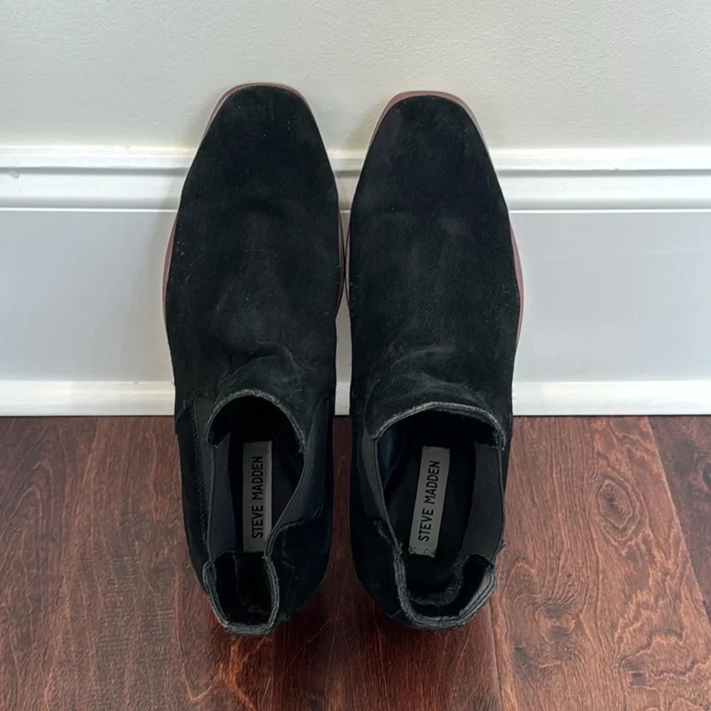Steve Madden Men’s Black Suede Leather Ankle Boots Booties Fall Winter, size 12 - Picture 7 of 7